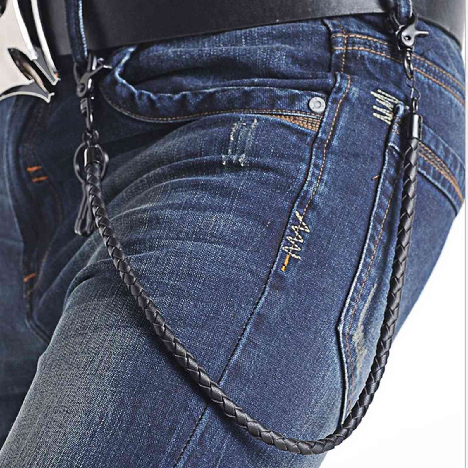 Classic Punk Leather Biker Keychain Jeans Chain Wallet Chain Waist Chain Men's Rock Clothing Accessories H1126