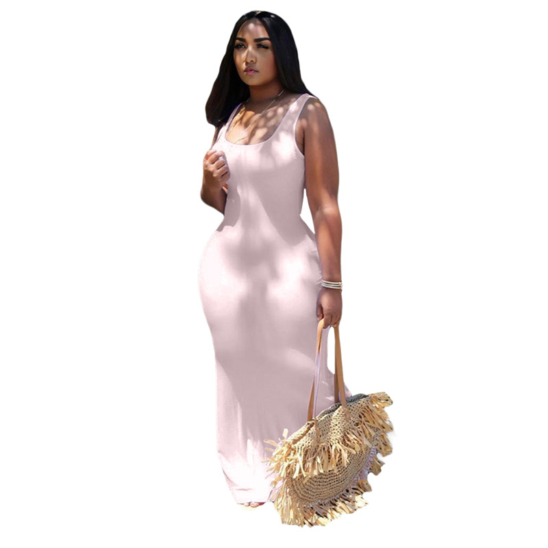 New Summer Clothes Women Maxi Dresses Sleeveless tank SKirts Solid color bodycon dress Beautiful Plus size S-white black long skirt skinny packaged hi