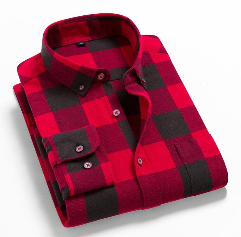 Spring Autumn Plaid Shirt Men Cotton New Male Casual Long Sleeve Shirt High Quality Man Clothes 210410