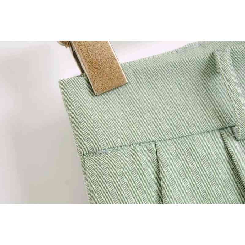 fashion women short pants autumn office ladies s slim girls pocket green casual female zipper pant 210527