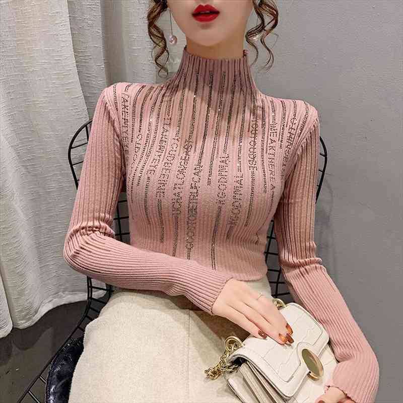 knitted women pullover diamonds european winter drill letters unlined hollow out show thin half turtleneck sweater top, White;black
knitted women pullover diamonds european winter drill letters unlined hollow out show thin half turtleneck sweater top, White;black