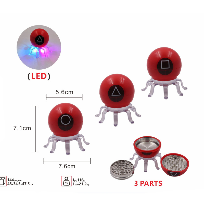 Octopus metal grinder 55MM 3 layers color printing cartoon plastic & zinc alloy LED herb grinders
Octopus metal grinder 55MM 3 layers color printing cartoon plastic & zinc alloy LED herb grinders
