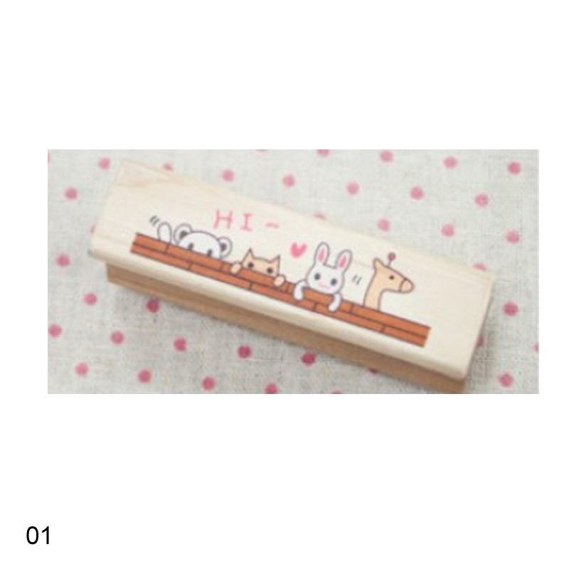 1Pcs Craft Ink Pad Home Office School Educational Supplies Wax Seal Stamps Wooden Rubber Stamp Seal Mini Wooden