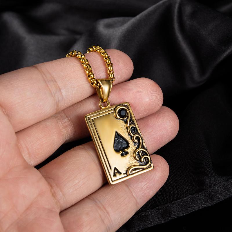 Pendant Necklaces Net Red Fashion Street Shoot The Same Spade A Poker Hip Hop Men's Necklace, Silver
Pendant Necklaces Net Red Fashion Street Shoot The Same Spade A Poker Hip Hop Men's Necklace, Silver