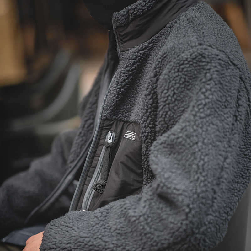 Maden Polar Fleece Men's Jacket Fall Winter Mountain Tooling Mix and Match Wind Pure Color Wild Outdoor Casual Jackets Casual 210820