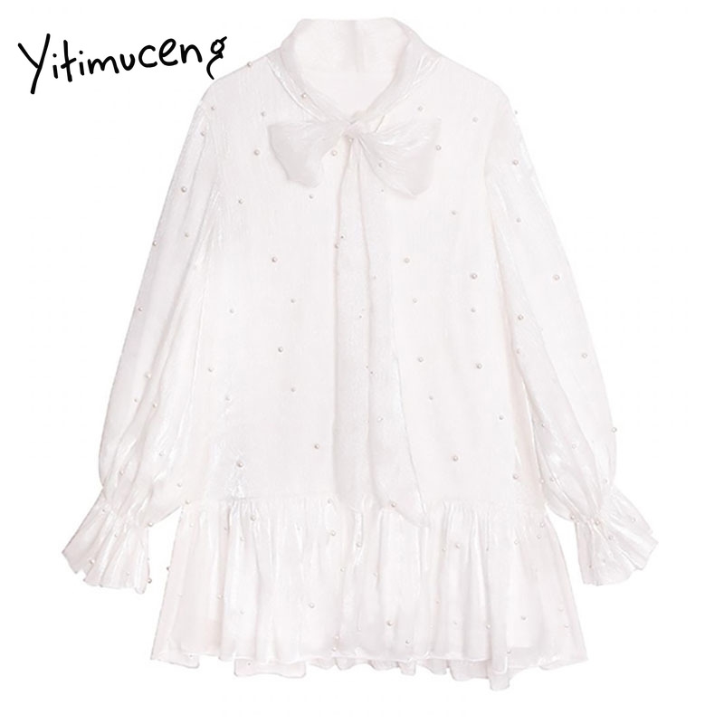 Yitimuceng Bow Dress Women A-Line Mini White Solid Spring Flare Long Sleeve High Waist Sweet Lace Korean Office Lady 210601
Yitimuceng Bow Dress Women A-Line Mini White Solid Spring Flare Long Sleeve High Waist Sweet Lace Korean Office Lady 210601