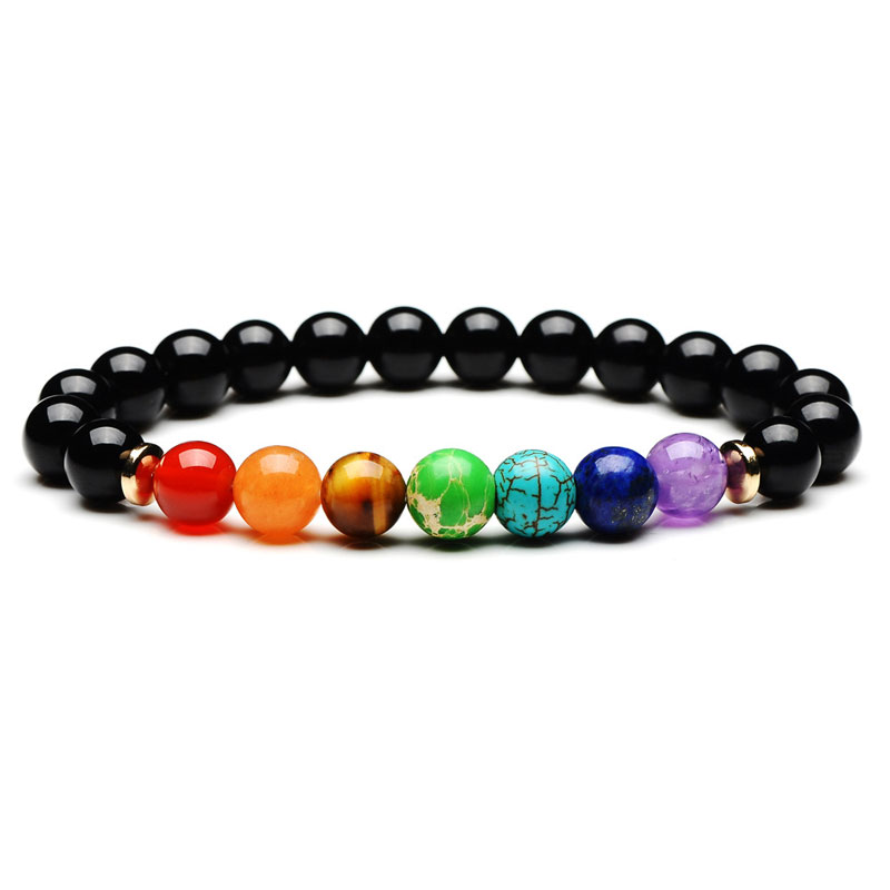 8mm Natural Agate Stone Strands Beads Colorful Charm Bracelets For Women Men Bangle Fashion Party Club Elastic Jewelry