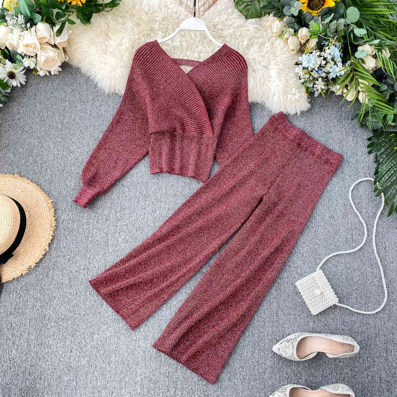 Autumn Women Fashion V-neck Batwing Long Sleeve Short Top Wide Leg Pants Casual Knitted Two Piece Set RC350 210525, Apricot
Autumn Women Fashion V-neck Batwing Long Sleeve Short Top Wide Leg Pants Casual Knitted Two Piece Set RC350 210525, Apricot