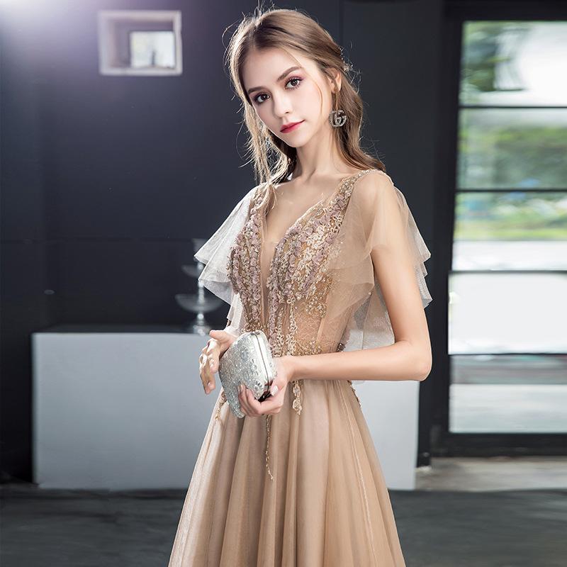 Party Dresses Long Evening Dress Golden Dignified Banquet Lace Formal Women Elegant
Party Dresses Long Evening Dress Golden Dignified Banquet Lace Formal Women Elegant