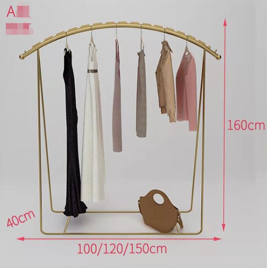 Men's and women's wear display rack Commercial Furniture clothes shelf clothing store cloth show arc racks floor type gold shoe hanger
