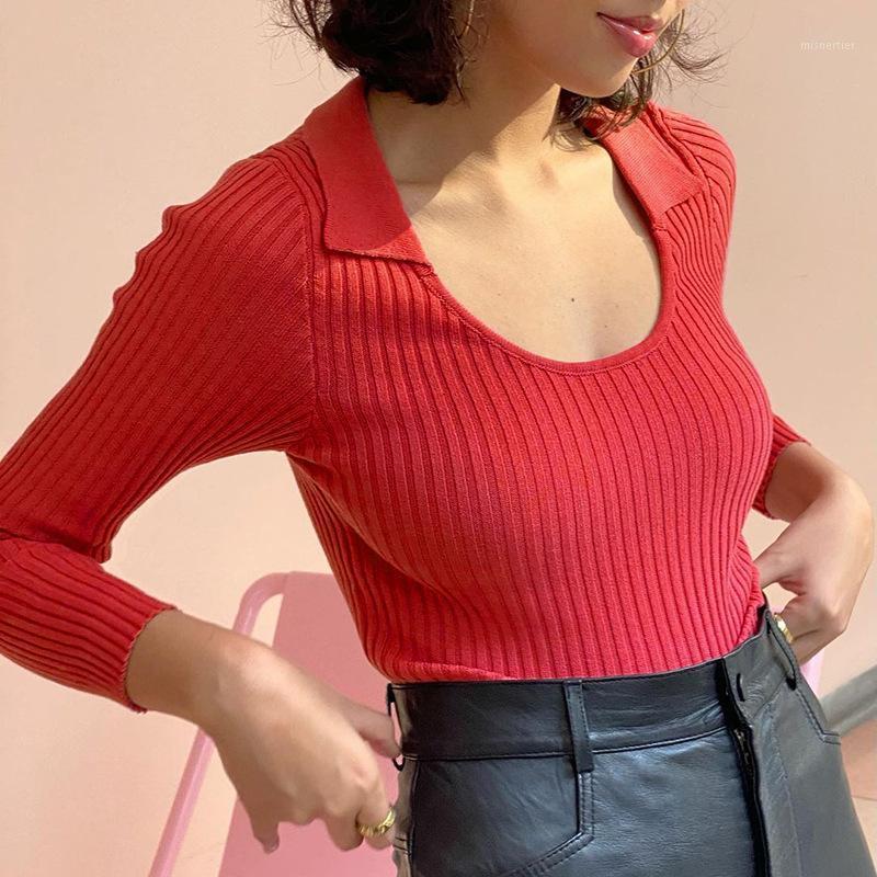 Women's T-Shirt Autumn Classic Slim Basic Solid Color Long Sleeve Lapel Collar Wild Casual Female Daily Wear Knitted Base Crop Tops, White
Women's T-Shirt Autumn Classic Slim Basic Solid Color Long Sleeve Lapel Collar Wild Casual Female Daily Wear Knitted Base Crop Tops, White