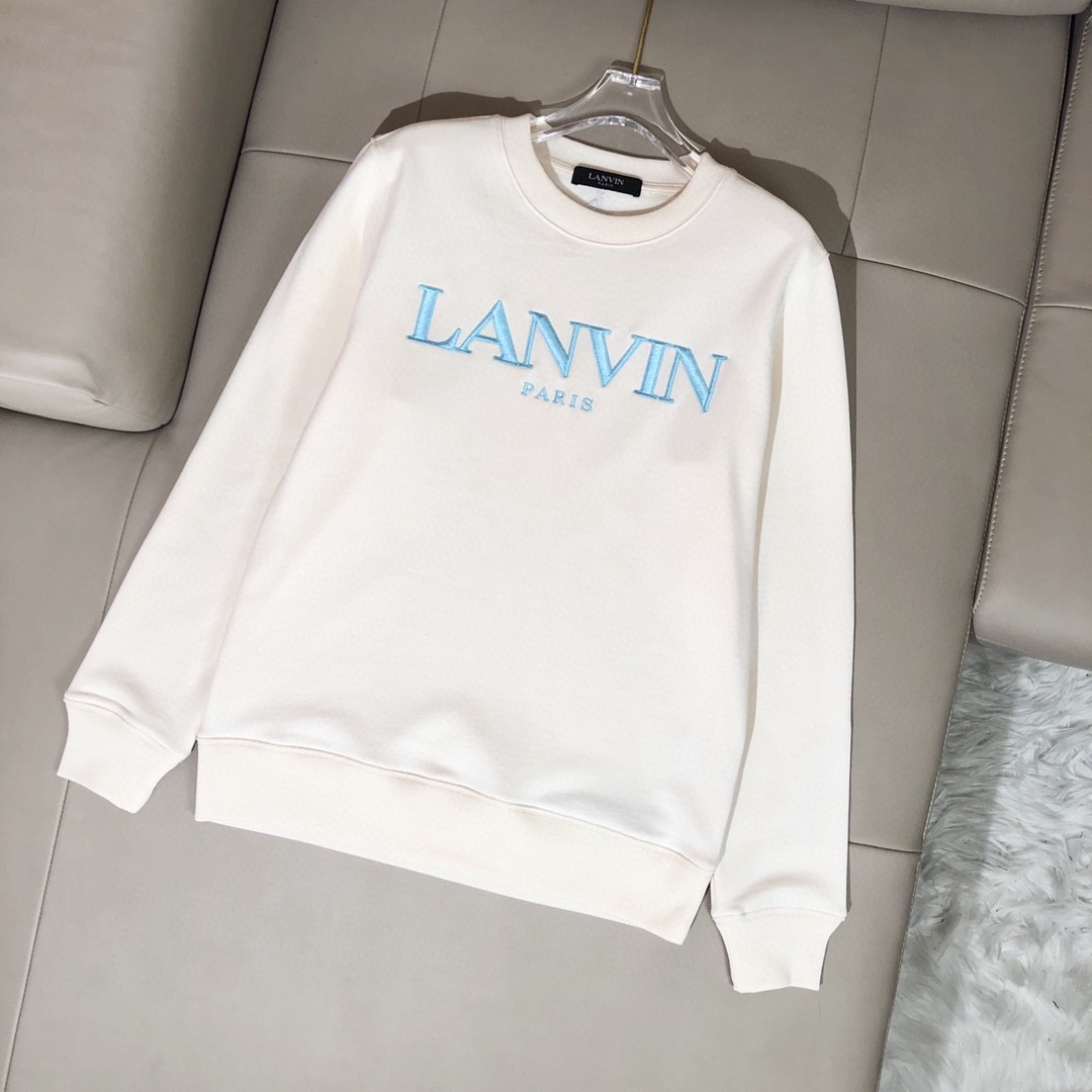 Men's and Women's Hoodies Sweater Lanvin Letter Embroidery Casual Round Neck Pullover, White
Men's and Women's Hoodies Sweater Lanvin Letter Embroidery Casual Round Neck Pullover, White