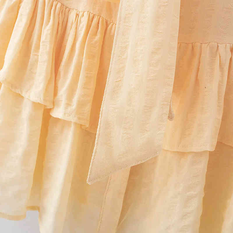 Elegant Ruffled Solid Short Women Blouse Arrival Loose Vintage Bow Tie Collar Sleeveless Office Lady Blusas Mujer De Moda 210521