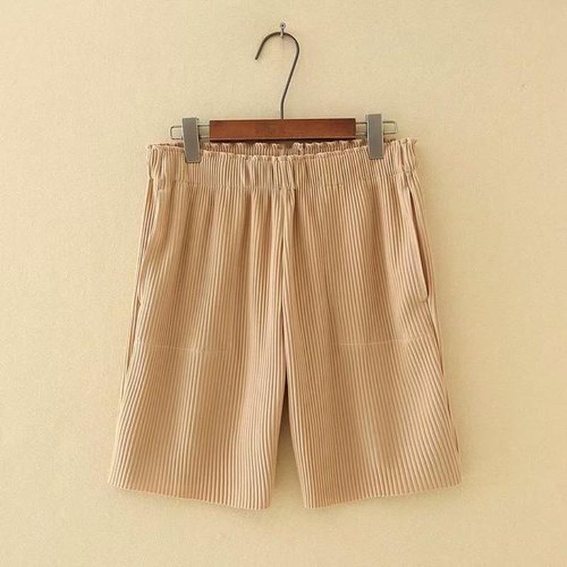 Women's Shorts Plus Size Summer Elastic Waist Straight Solid, Black