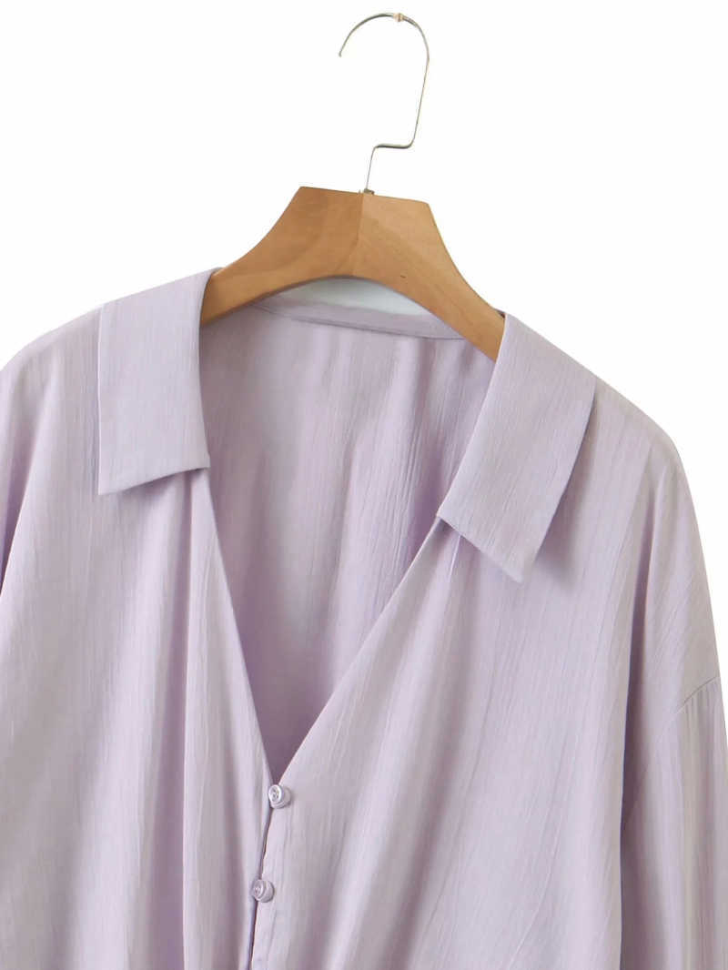 vintage purple women short shirts summer casual ladies blouses fashion female button-fly girls 210527