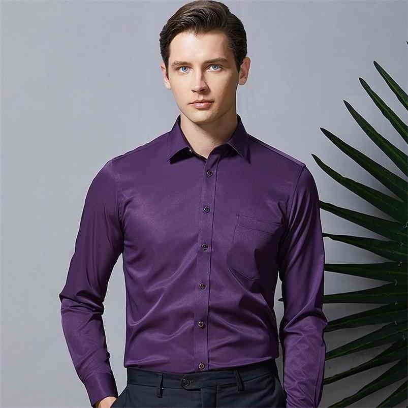 Men Shirts Long Sleeve Purple Formal shirts For Slim Fit Business Stretch Anti-wrinkle Professional Tooling Male Blouse 210721, Navy blue
Men Shirts Long Sleeve Purple Formal shirts For Slim Fit Business Stretch Anti-wrinkle Professional Tooling Male Blouse 210721, Navy blue