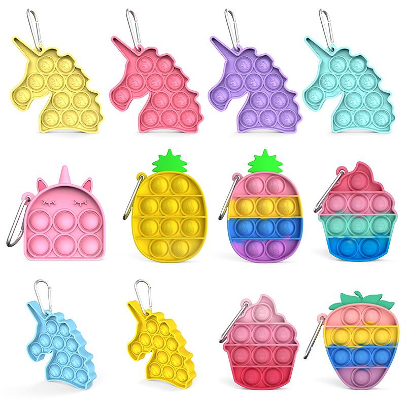 DHL 3-7 days delivery Random Mini Pop Its Fidget Toys Kit Keychain Autism Squishy Stress Reliever Toys Adult Children Anti Stress Set Antistress Toys 