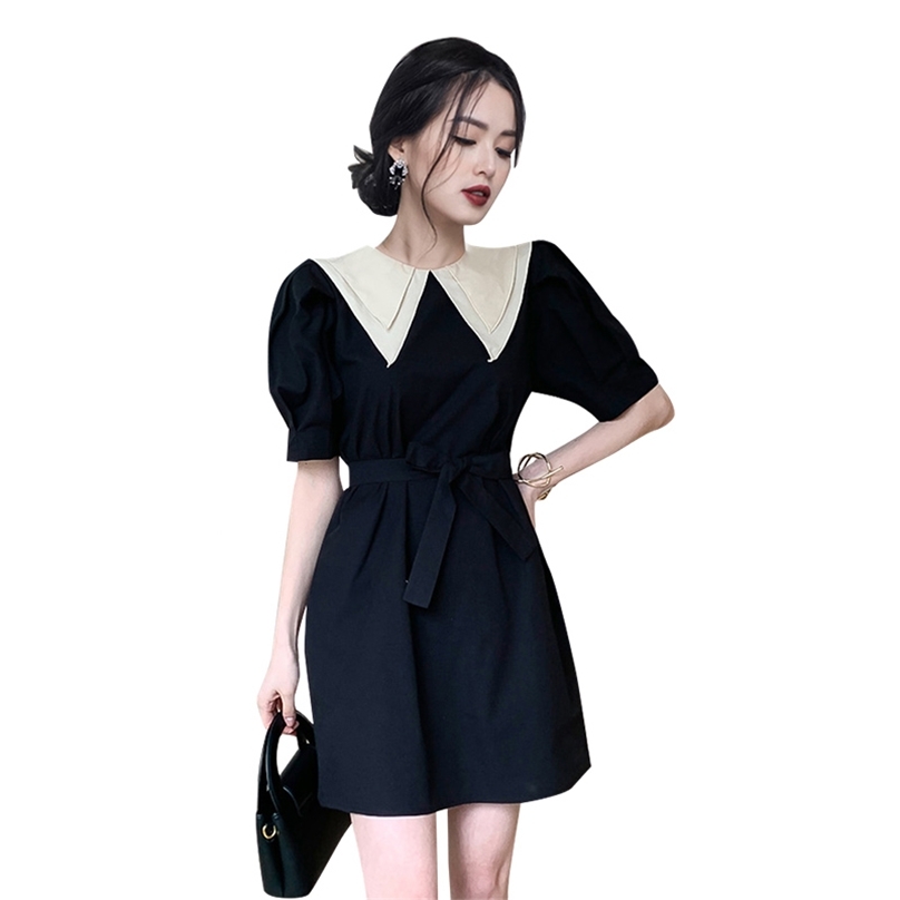 French black mini A line Dress korean ladies Summer short Sleeve V neck cabaret party Dresses for women 210602
French black mini A line Dress korean ladies Summer short Sleeve V neck cabaret party Dresses for women 210602