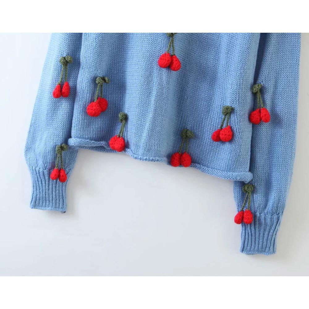 women fashion appliques full sleeve o-neck winter sweater ladies keep wearm casual style chic femal streetwear 210521