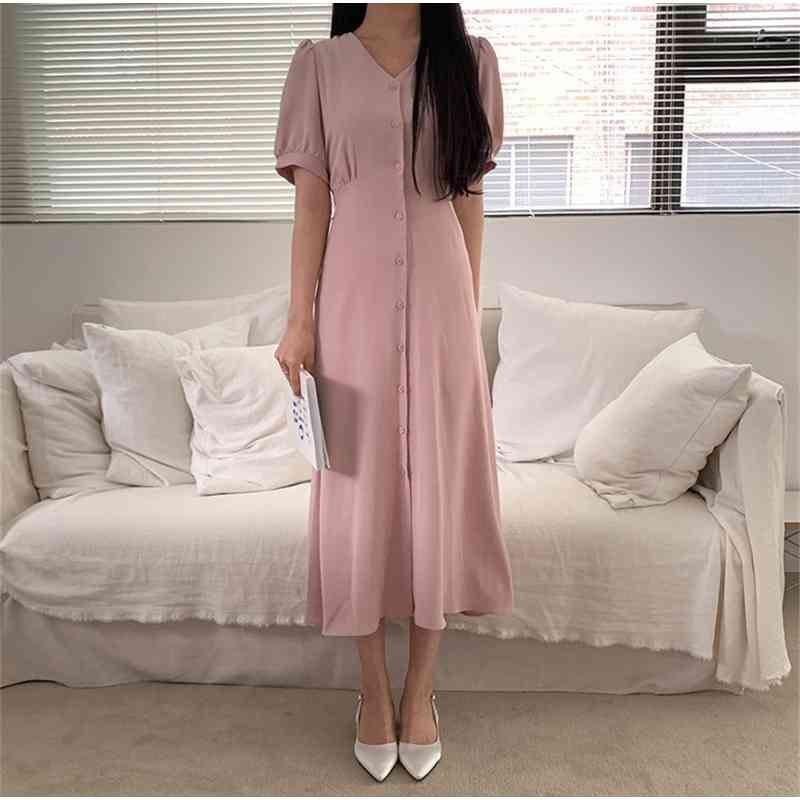 v neck Plus Size Summer Girls Boho Party Female Vintage Dress pink oversize Short Sleeve Women Dresses long Robe Vestido 210417Z