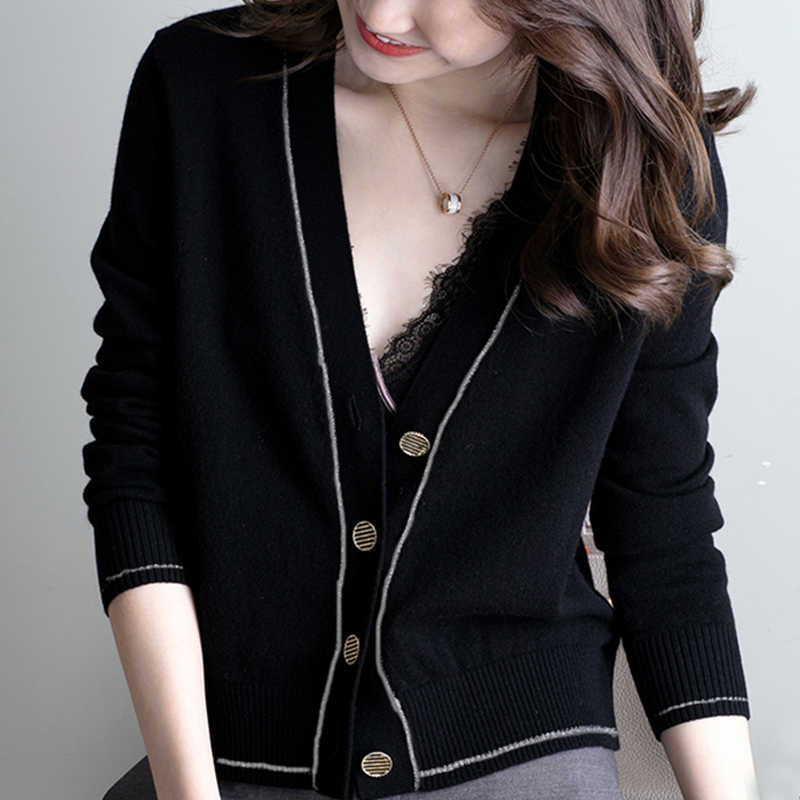 Woman Jacket V-Neck Knitted Sweater Women Pullover Long Sleeve Black Cardigan Coat s Clothes D706 210602, White
Woman Jacket V-Neck Knitted Sweater Women Pullover Long Sleeve Black Cardigan Coat s Clothes D706 210602, White