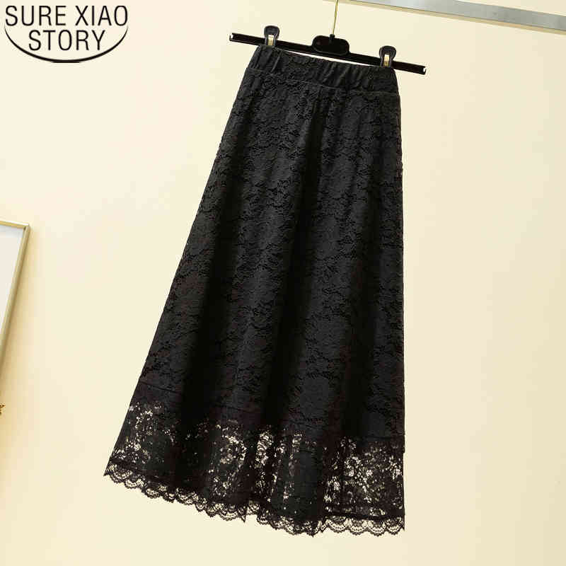 Sexy Black Long Summer Plus Size High Waist Loose A- Line Midi Skirt For Women Skirts Faldas 9833 210415