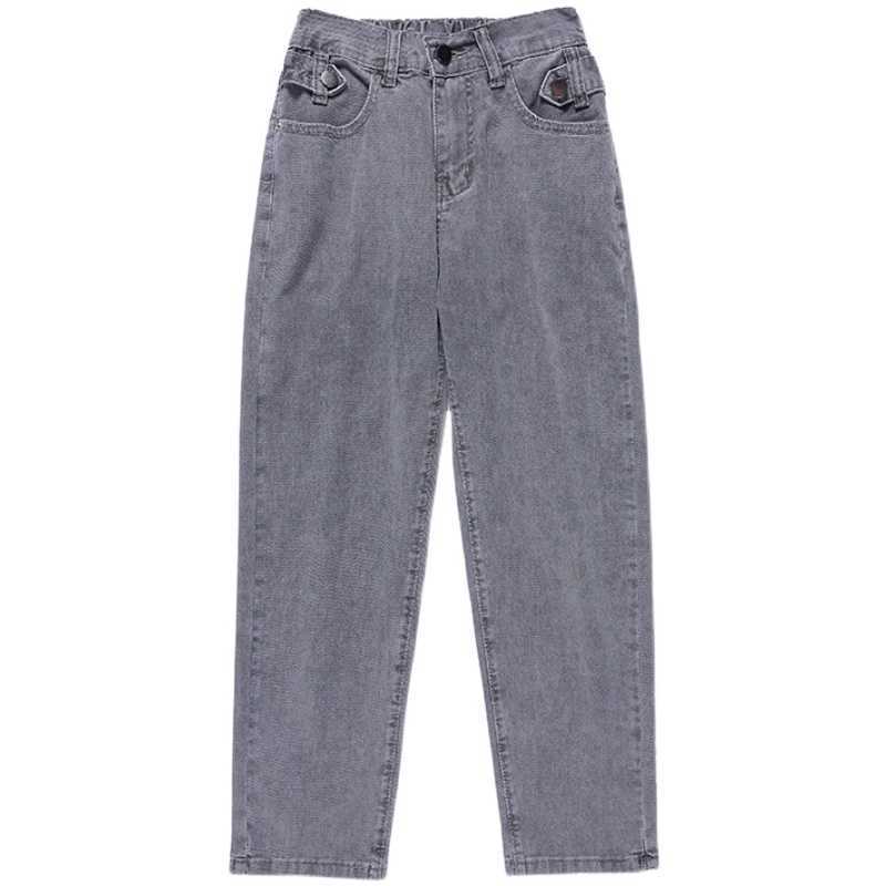 High Waist Jeans Spring Autumn Harem Pants Woman Denim Cotton Loose Fashion Women's Nine-point Straight 210922