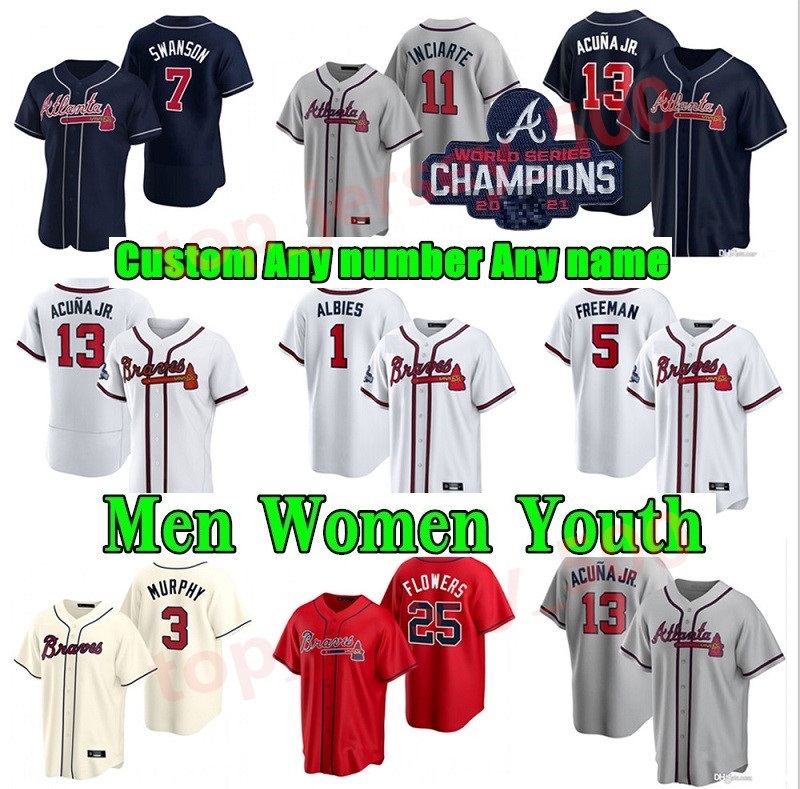 2021 World Series Champion Men Women youth Baseball jerseys Atlanta Ronald Acuna Jr. Marcell Ozuna Freddie Freeman Dansby Swanson Braves Dei