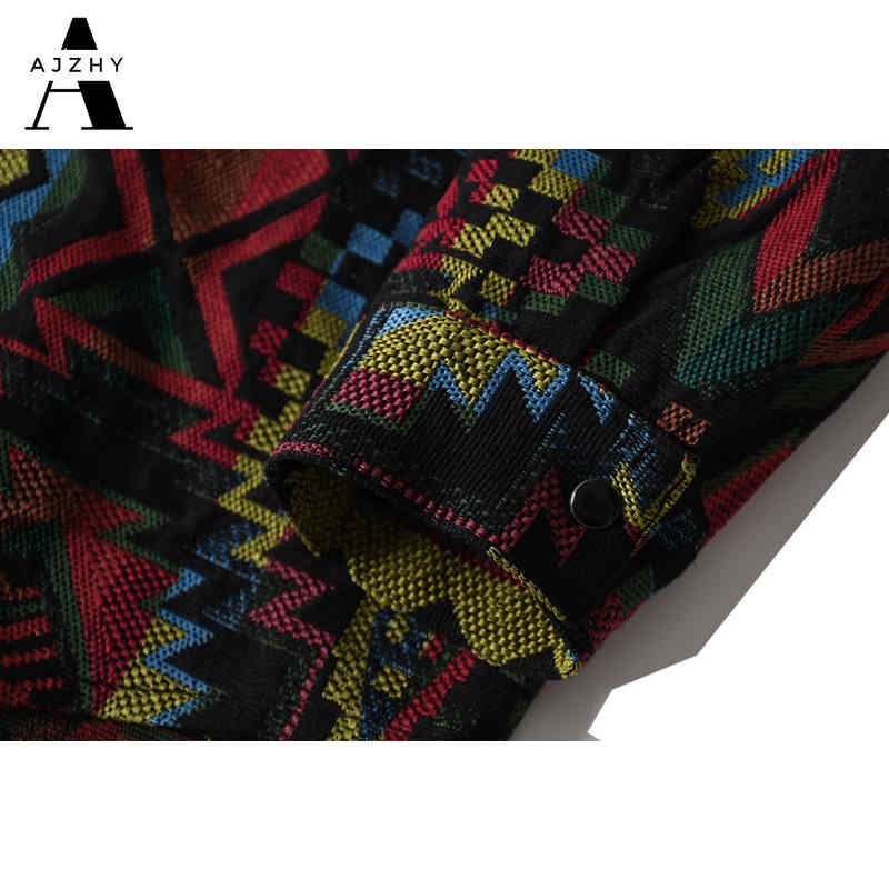 AJZHY Button Up Shirt Long Sleeve Thick Vintage Oversize Hip Hop Casual Fashion Knitted National Style Winter Warm Men Clothing 210410