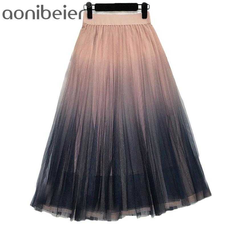 Sheer Mesh Overlay Gradient Color Skirt Elastic High Waist Spring Summer Fashion Women Pleated Female Midi 210604, Grey
Sheer Mesh Overlay Gradient Color Skirt Elastic High Waist Spring Summer Fashion Women Pleated Female Midi 210604, Grey
