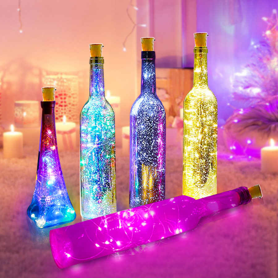100 Pack Wine Bottle Lights 15 20 LEDs for Christmas Valentine Waterproof 3.3ft LED Cork Shape Silver Wire Fairy Lights for Jar Party Wedding Bar Gift
