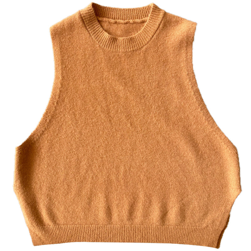 COZOK Spring Round Neck Solid Color Vest Sweater with Korean Knitted Vest Women Bx039 210521