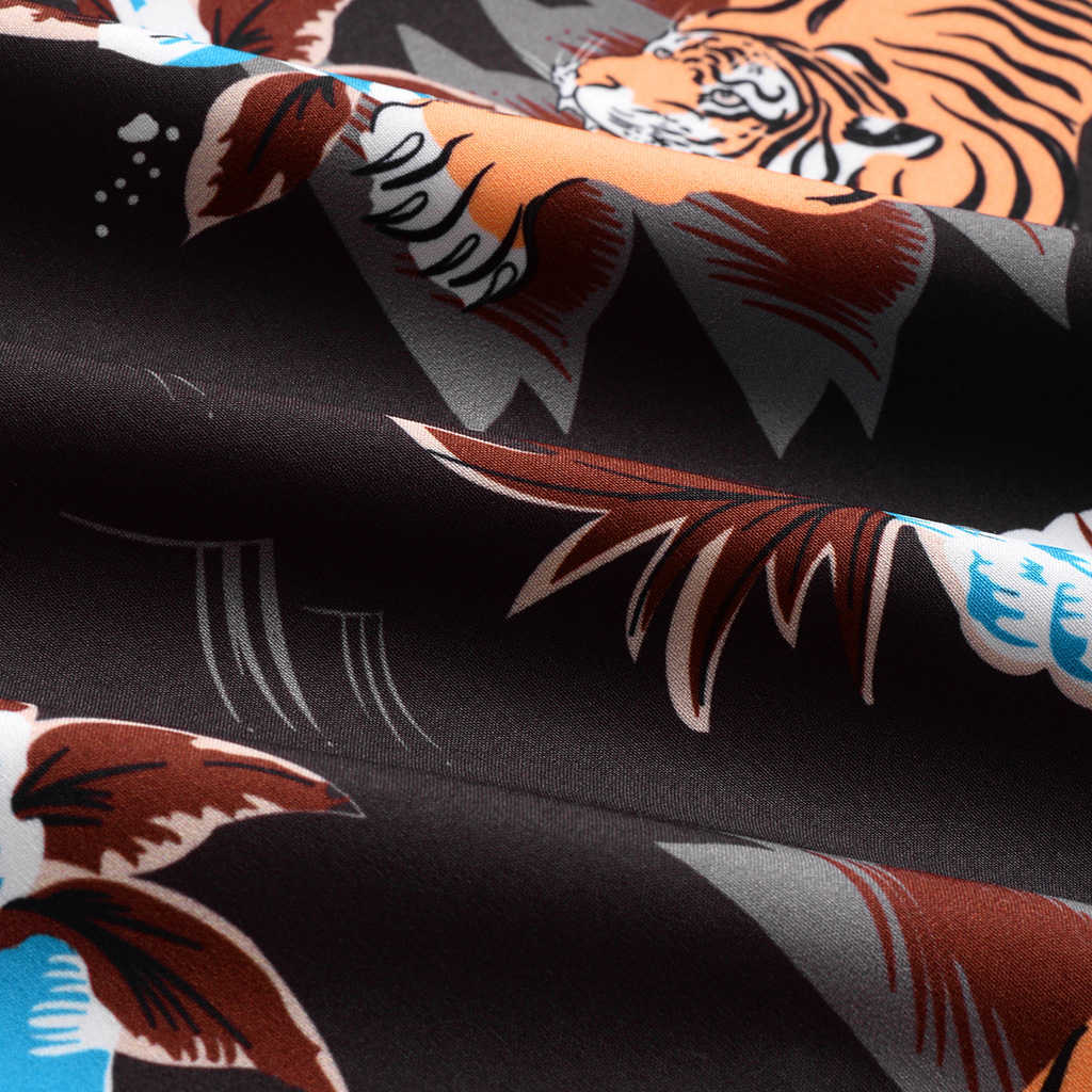 Mens Hawaiian Flower Tiger Printed Shirt Fashion Top Men Casual Breathable Short Sleeve Shirts 210527