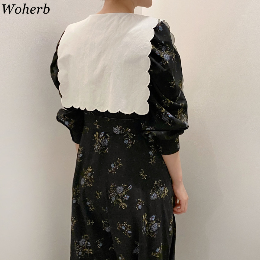 Vinatge Elegant Doll Collar Dress Floral Print Summer Korean Style Maxi Party Chic es Vestidos 210519