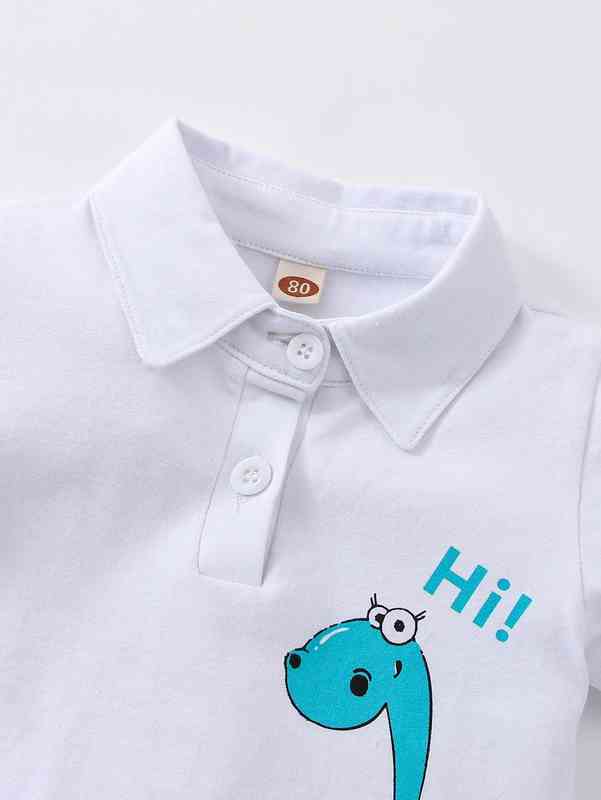 Baby Letter & Cartoon Graphic Polo Shirt & Shorts SHE