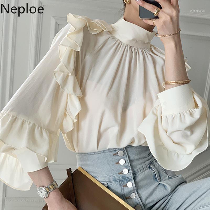 Women's Blouses & Shirts Neploe Korean Chic Blouse Women Stand Neck Lantern Sleeve Elegant Loose Ruffles Folds Temperament Tops Mujer, Black
Women's Blouses & Shirts Neploe Korean Chic Blouse Women Stand Neck Lantern Sleeve Elegant Loose Ruffles Folds Temperament Tops Mujer, Black