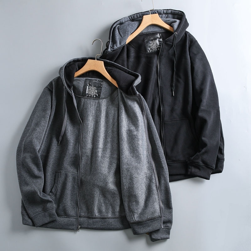 Size large enough version autumn winter men's solid color Plush warm hooded zipper long sleeve Hoodie sweater jacket, Black
Size large enough version autumn winter men's solid color Plush warm hooded zipper long sleeve Hoodie sweater jacket, Black