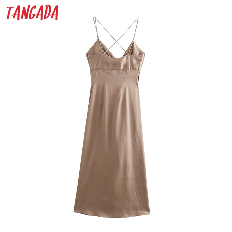 Fashion Women Elegant Bow Solid Party Dress Sleeveless Strap Arrival Ladies Midi Robe 4N9 210416