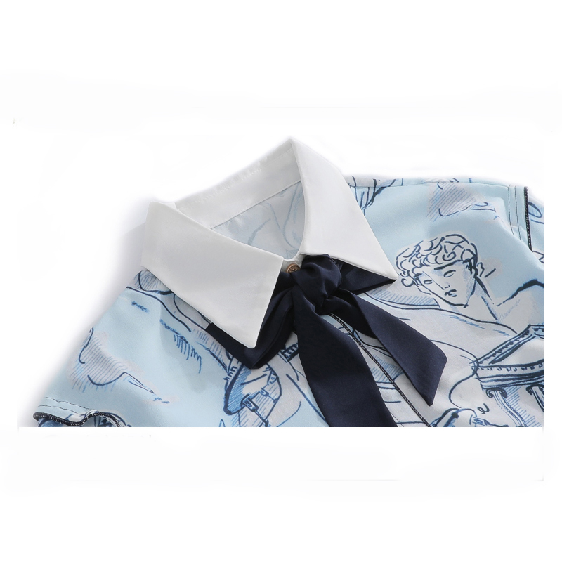 Vintage Bow Chiffon Blouse Elegant Office Lady Tops Women Spring Fashion Long Sleeve Print Shirt Blusas 8388 50 210506