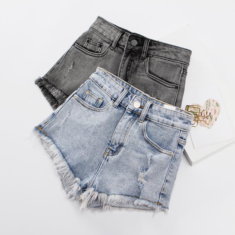 Sexy Summer Denim Shorts Women Vintage High Waist Jean Female Worn Loose Burr Hole Jeans With Casual Streetwear Women's
