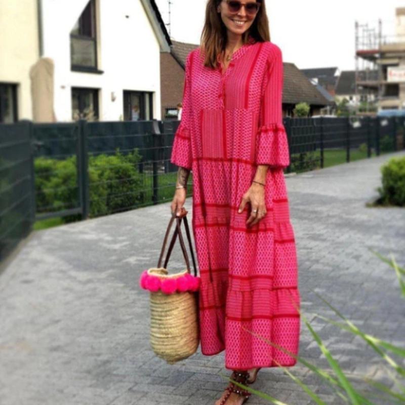 Casual Dresses Geometric Maxi Dress Bohemian Print Women 2021 V Neck Boho Long Sleeve For Party Autumn Sundress Female, Red
Casual Dresses Geometric Maxi Dress Bohemian Print Women 2021 V Neck Boho Long Sleeve For Party Autumn Sundress Female, Red