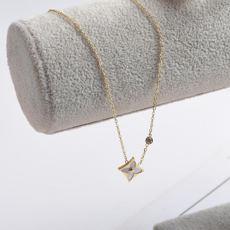 Chains Fashion Jewelry Titanium Steel Four-pointed Star White Shell Necklace Temperament INS Diamond Clavicle Chain Female Pendant, Silver
Chains Fashion Jewelry Titanium Steel Four-pointed Star White Shell Necklace Temperament INS Diamond Clavicle Chain Female Pendant, Silver