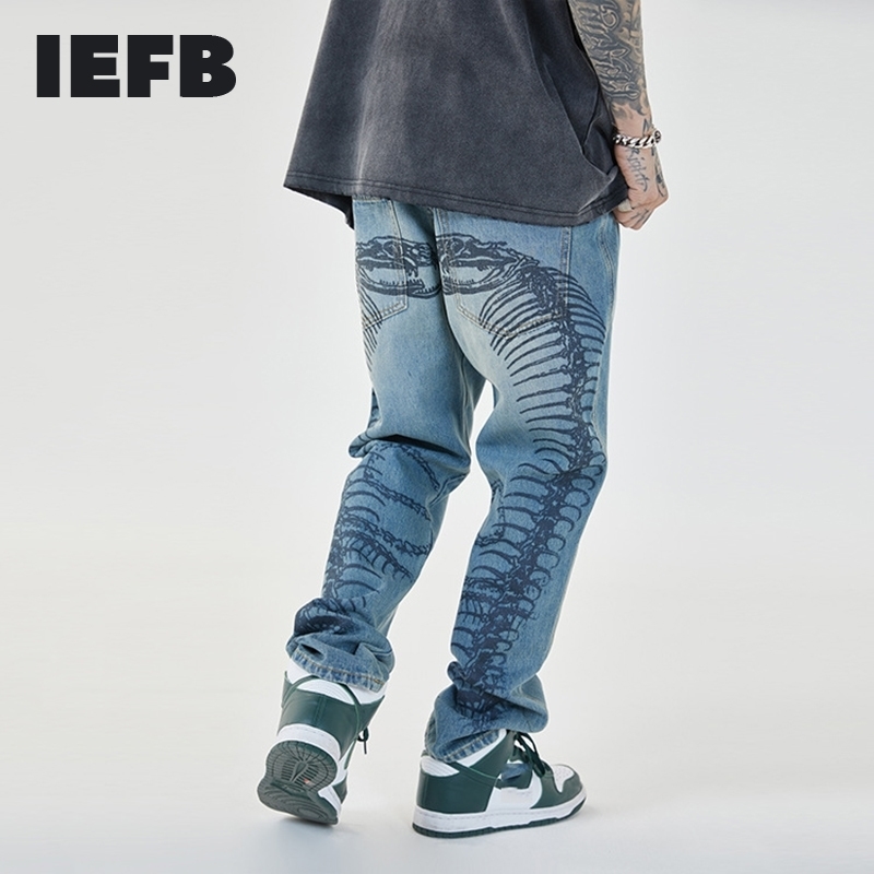 IEFB Streetwear Spring Summer Trend Black Jeans Bone Print Light Medium Waist Straight Denim Causal Pants 9Y7101 210524, Light blue
IEFB Streetwear Spring Summer Trend Black Jeans Bone Print Light Medium Waist Straight Denim Causal Pants 9Y7101 210524, Light blue
