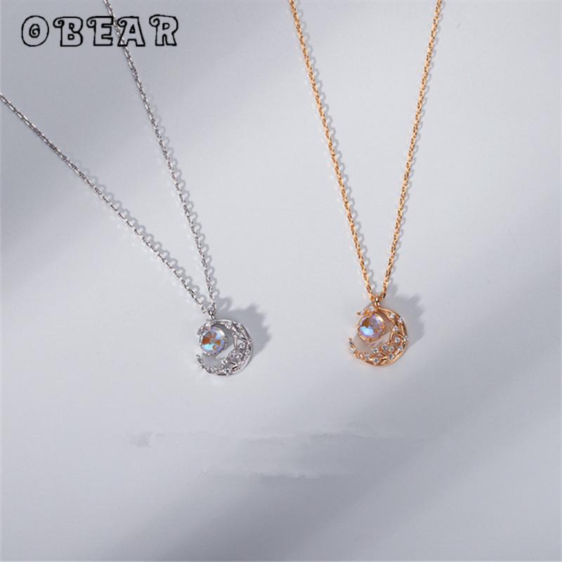 Pendant Necklaces OBEAR Fashion Moon Necklace Crystal Zircon Clavicle Chain Silver Plated For Women
Pendant Necklaces OBEAR Fashion Moon Necklace Crystal Zircon Clavicle Chain Silver Plated For Women