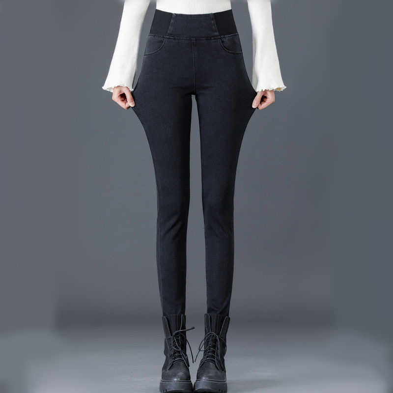 Oversize jeans women plus size 2638 skinny denim pencil pants high waist black Stretch Waist trousers ladies retro Jeans 210922