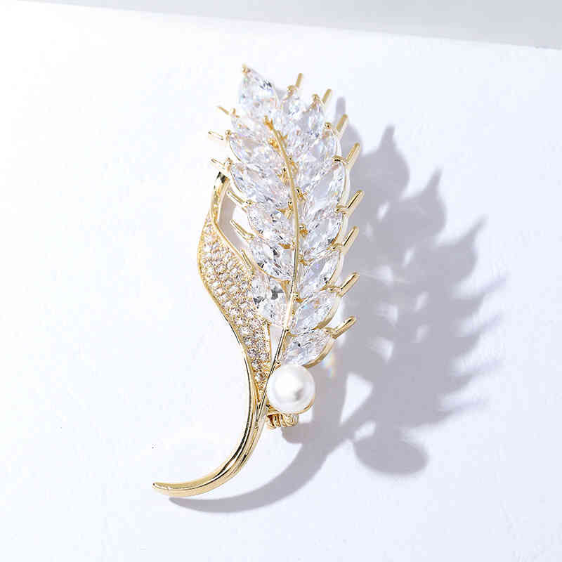 2021 Micro Inlaid Zircon Rice Spike Brooch Clothing Accessories Freshwater Pearl Copper Plated