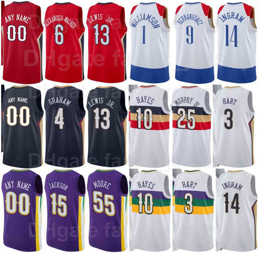 Screen Printed Basketball Brandon Ingram Jersey 14 Devonte Graham 4 Josh Hart 3 Kira Lewis JR 13 Willy Hernangomez 9 Team Navy Blue Purple, White
Screen Printed Basketball Brandon Ingram Jersey 14 Devonte Graham 4 Josh Hart 3 Kira Lewis JR 13 Willy Hernangomez 9 Team Navy Blue Purple, White