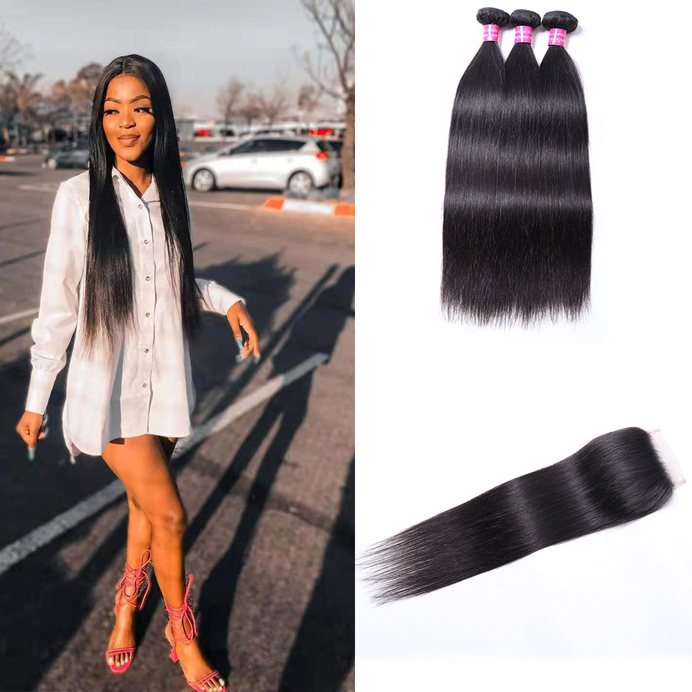 Peruvian Virgin Hair Weaves Extensions With 4x4 Lace Closure Straight Unprocessed Straight Closure with bundles 3+1Pcs/Lot, Natural color
Peruvian Virgin Hair Weaves Extensions With 4x4 Lace Closure Straight Unprocessed Straight Closure with bundles 3+1Pcs/Lot, Natural color