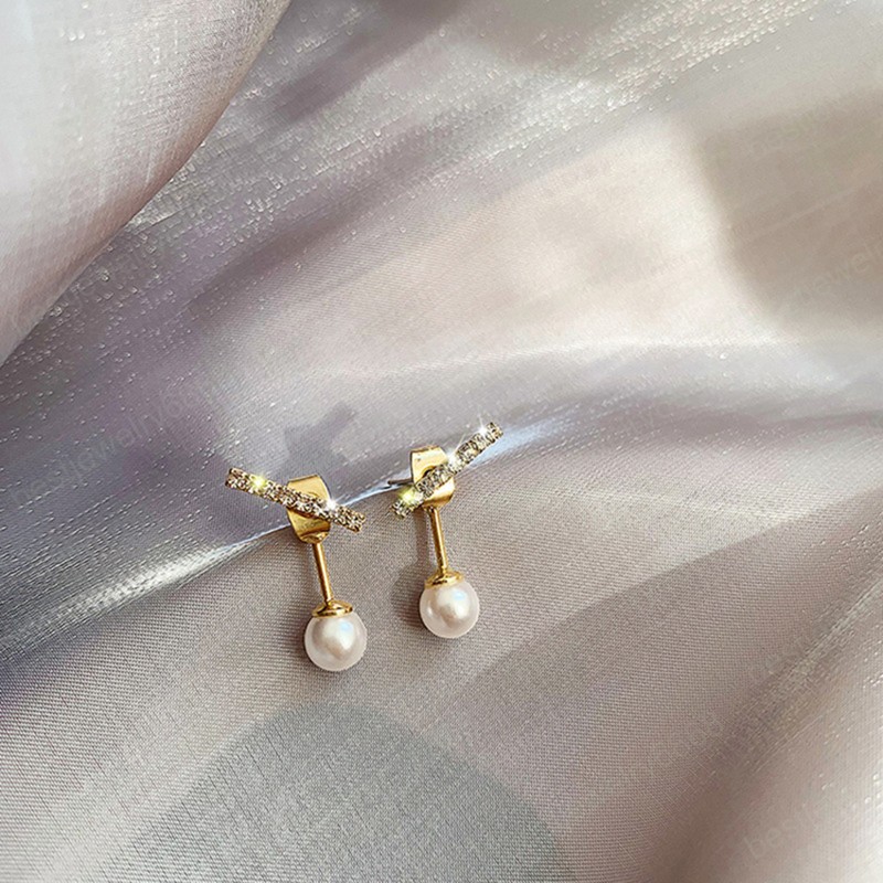 Fashion Female Elegant Cute Pearl Earring Korea Charm Gold Vintage Earrings For Women Wedding Gift Jewelry Accessories