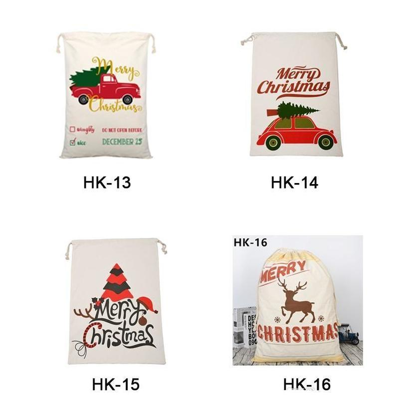 US STOCK Christmas Santa Sacks Canvas Cotton Bags Large Organic Heavy Drawstring Gift Bags Personalized Festival Party Christmas Decoration
